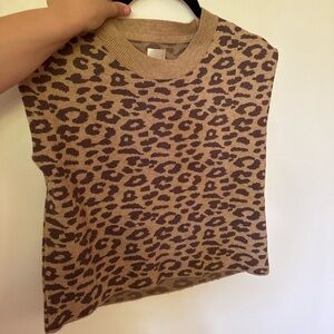 Maeve Leopard Print Knit Sweater Cropped Shirt / Vest xxs